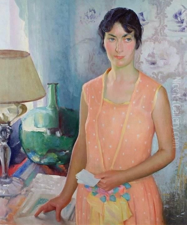 Reflective Moment Oil Painting by Gerrit A. Beneker