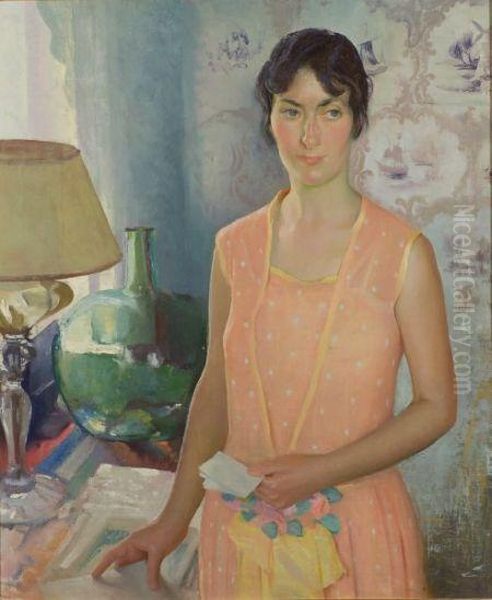 Opening A Letter Oil Painting by Gerrit A. Beneker