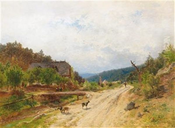 Motif Of Emmerberg (near Wiener Neustadt) Oil Painting by Eduard Peithner Von Lichtenfels