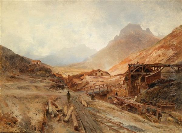 Mineral Mine Near Agordo Oil Painting by Eduard Peithner Von Lichtenfels