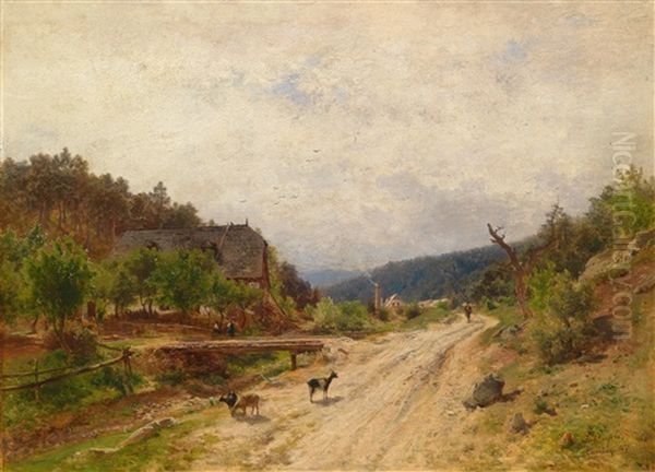 Landschaft Bei Emerberg Oil Painting by Eduard Peithner Von Lichtenfels