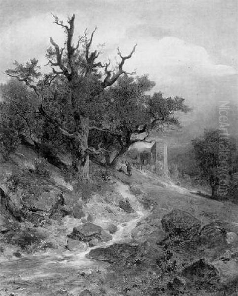 Parthie Bei Modling Oil Painting by Eduard Peithner Von Lichtenfels