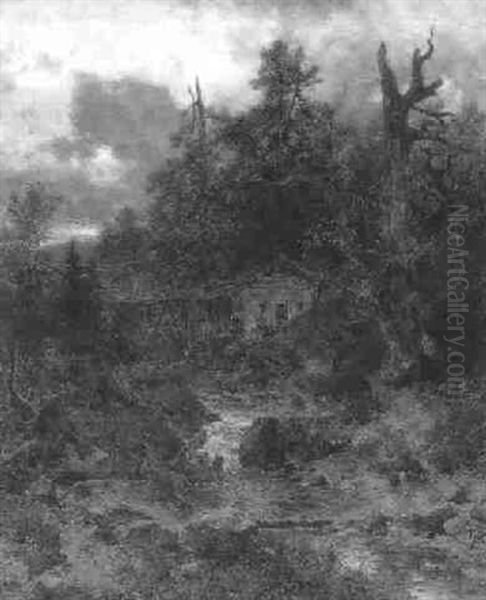 Gewittrige Abendstimmung Oil Painting by Eduard Peithner Von Lichtenfels