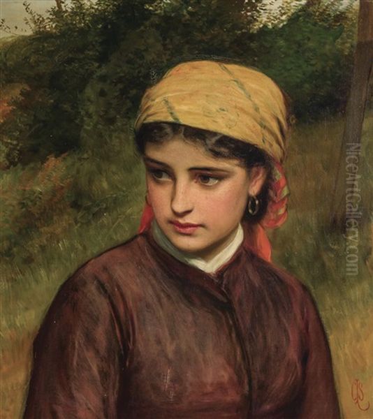 A Young Girl Oil Painting by Charles Sillem Lidderdale