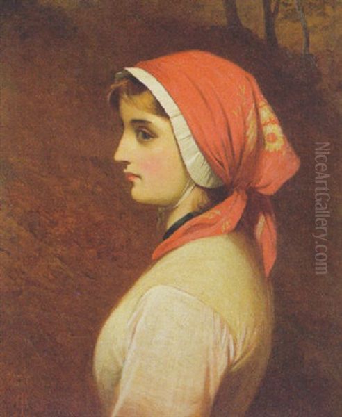The Red Bonnet Oil Painting by Charles Sillem Lidderdale