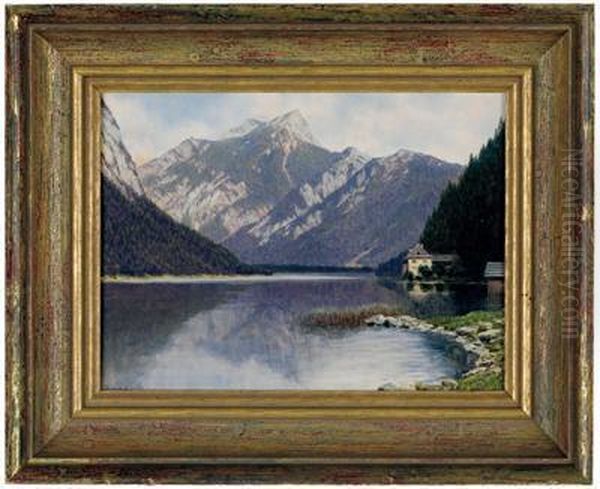 Leopoldsteinersee Oil Painting by Josef Ferdinand Benesch