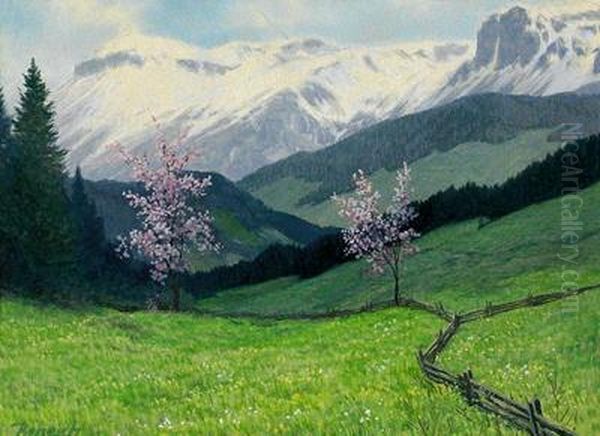 Blick Auf Die Rax Oil Painting by Josef Ferdinand Benesch