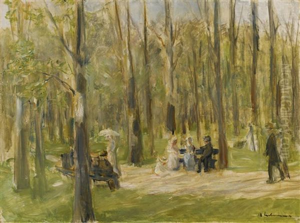 Spazierganger Im Tiergarten (strollers In The Tiergarten) Oil Painting by Max Liebermann