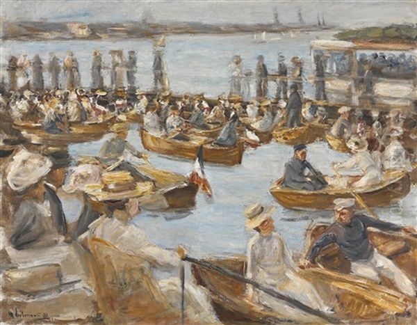 Sommerabend An Der Alster (summer Evening On The Alster) Oil Painting by Max Liebermann