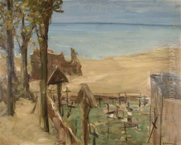 Landschaft An Der Ostsee Mit Kirchhof. Buhnenbildentwurf Zu Gerhard Hauptmanns Drama Gabriel Schillings Flucht, Akt Iii Oil Painting by Max Liebermann