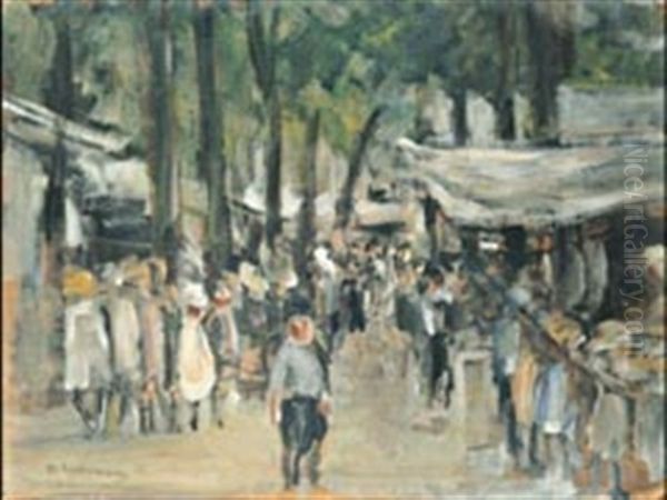 Jahrmarkt In Noordwijk (study) Oil Painting by Max Liebermann