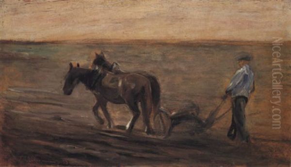 Pflugender Bauer Oil Painting by Max Liebermann