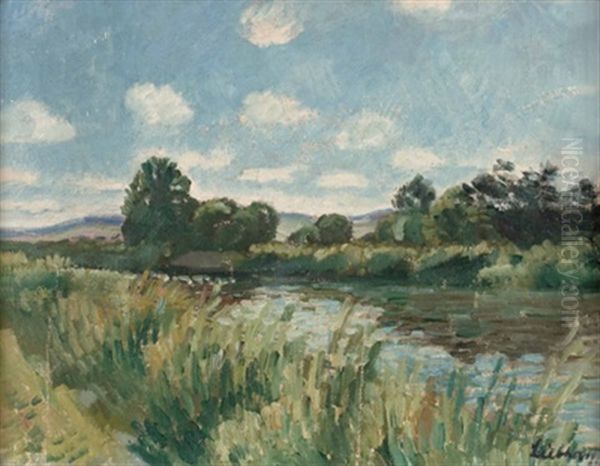 Flusslandschaft Oil Painting by Georg Liebhart