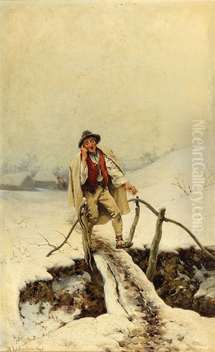 Returning Home Oil Painting by Liebscher, Adolf