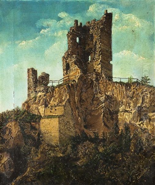 Ruine Der Burg Drachenfels Oil Painting by Liebscher, Adolf
