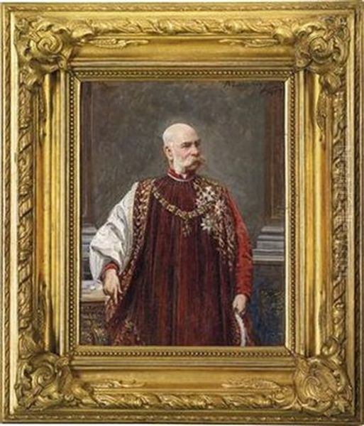 Kaiser Franz Joseph I. Von Osterreich Oil Painting by Liebscher, Adolf