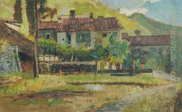 Village Scene Oil Painting by Ulvi Liegi