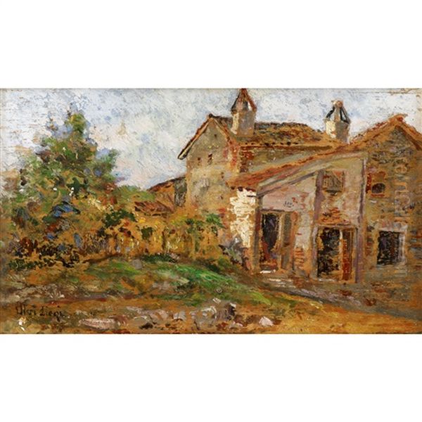 Landscape With Farmhouse Oil Painting by Ulvi Liegi