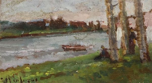 In Riva Al Fiume Oil Painting by Ulvi Liegi