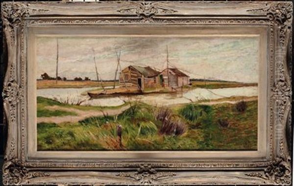 Fiume Con Capanne Oil Painting by Ulvi Liegi