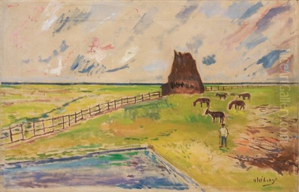 Campagna Con Cavalli E Guardiano Oil Painting by Ulvi Liegi