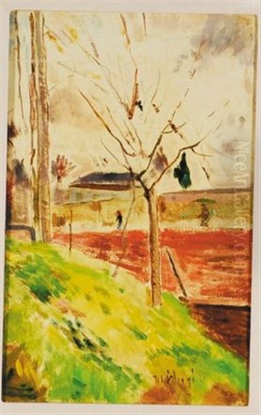 Il Muro Rosso Oil Painting by Ulvi Liegi