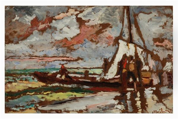 Figure Sulle Barche Oil Painting by Ulvi Liegi