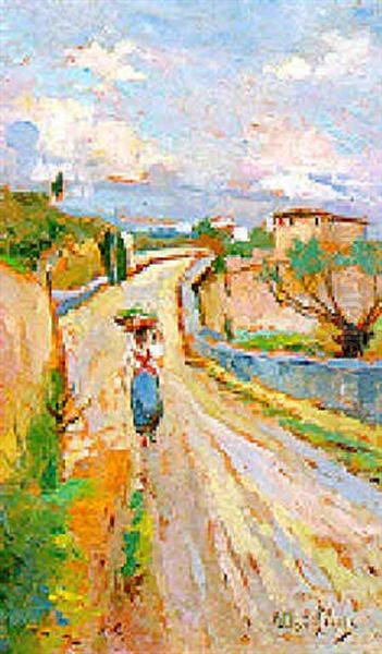 Paesaggio Con Figura Oil Painting by Ulvi Liegi
