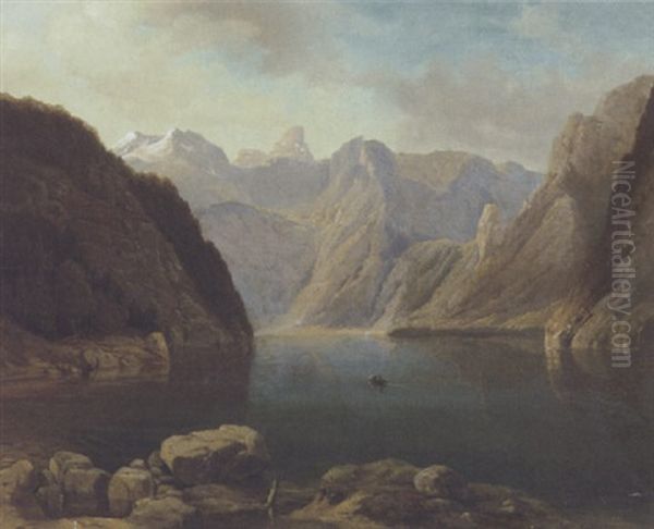 Bergsee Oil Painting by Adolf Heinrich Lier