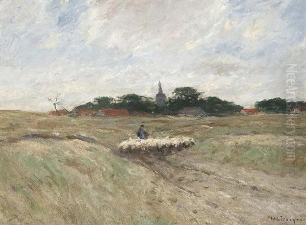 Schafherde In Den Dunen Oil Painting by Helmuth Liesegang