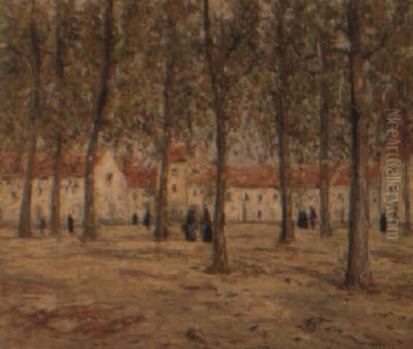 Auf Einem Dorfplatz Oil Painting by Helmuth Liesegang