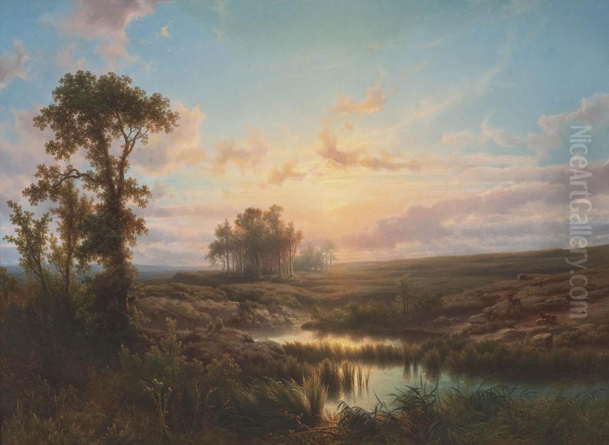 Sunlit Landscape Oil Painting by Cornelis Lieste