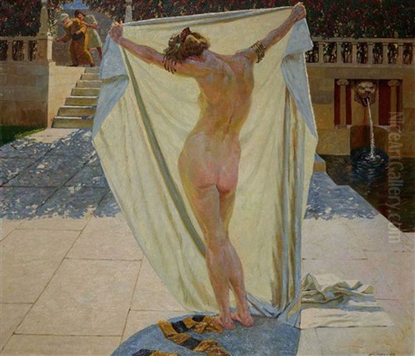 Susanna Im Bade (+ Gemaldeskizze, Verso) Oil Painting by Hans Lietzmann