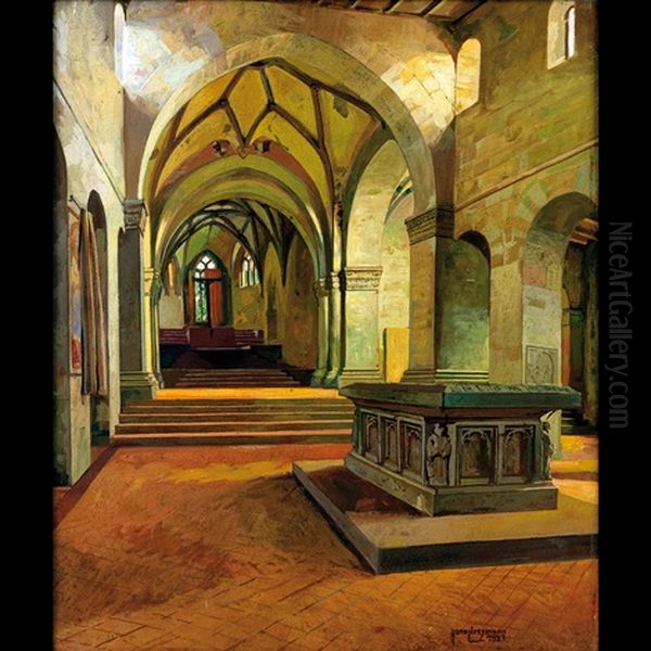 Interno Della Chiesa Del Convento Benedettino Di Lorch In Germania Oil Painting by Hans Lietzmann