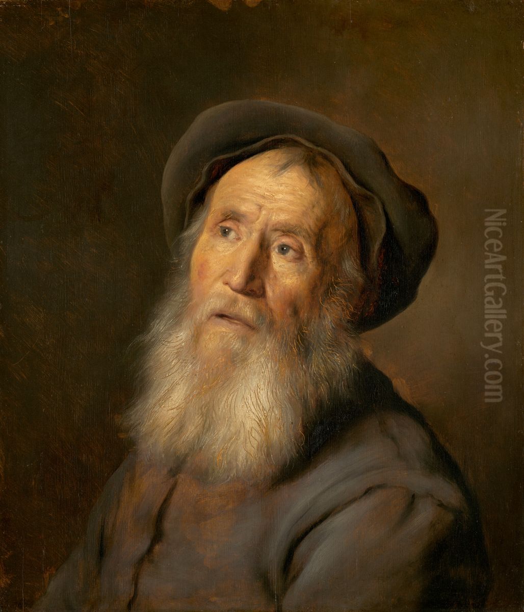Bearded Man With A Beret Oil Painting by Jan Lievens