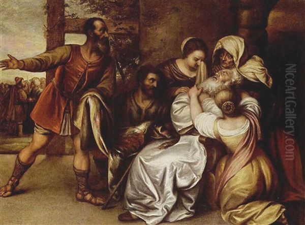 Jacob Is Shown The Supposed Coat Of Joseph Smeared With Blood After Joseph Was Sold Into Slavery Oil Painting by Jan Lievens