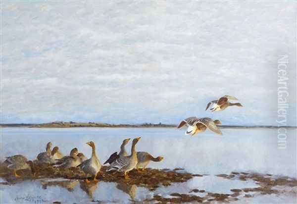 Gass Oil Painting by Bruno Andreas Liljefors