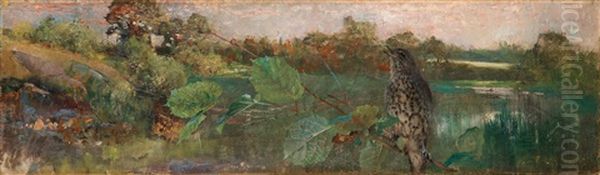 Sangtrasten (the Song Thrush) Oil Painting by Bruno Andreas Liljefors
