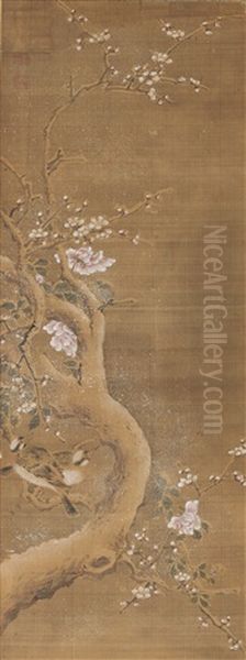 Birds And Flowers Oil Painting by Lin Liang