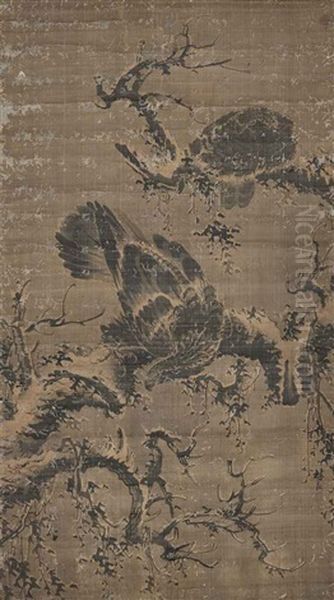 Two Eagles Oil Painting by Lin Liang