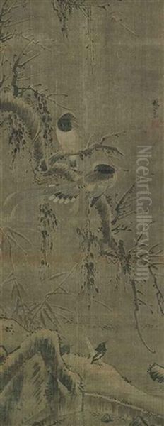 Winter Crows Oil Painting by Lin Liang