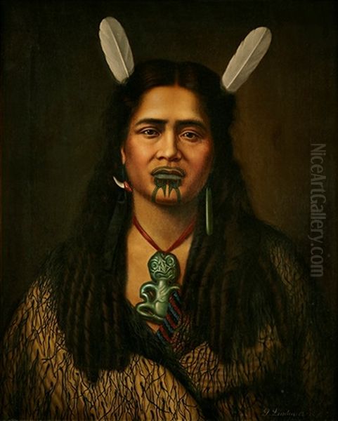 Mrs Huria Whakamairu, Wairarapa, New Zealand Oil Painting by Gottfried Lindauer