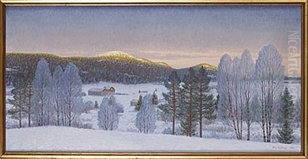 Norrlandskt Vinterlandskap Oil Painting by Otto Lindberg