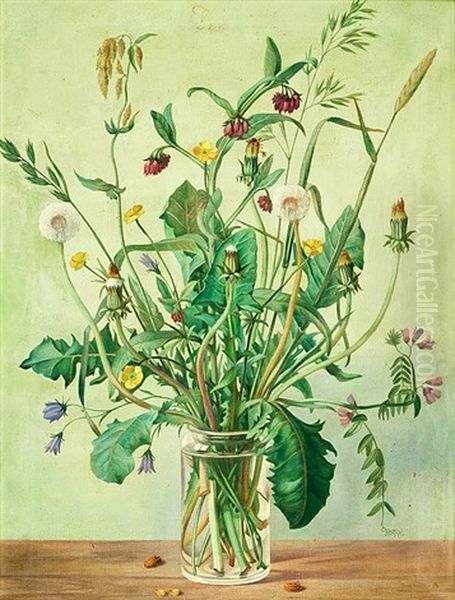 Gruner Wiesenstraus Oil Painting by Erich Lindenau