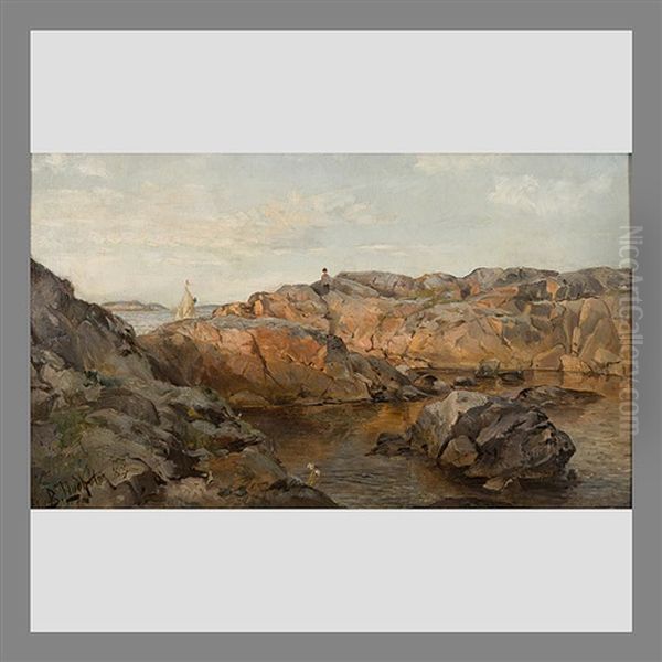 Motif From The Archipelago Oil Painting by Berndt Adolf Lindholm