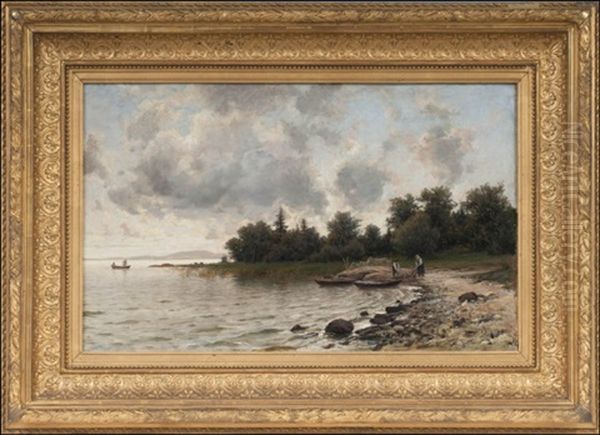 Kalastajia Rannalla Oil Painting by Berndt Adolf Lindholm