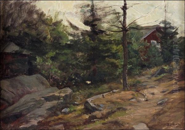 Punainen Torppa Oil Painting by Berndt Adolf Lindholm