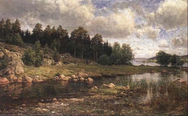 Vy Fran Finska Sk,rgarden Oil Painting by Berndt Adolf Lindholm