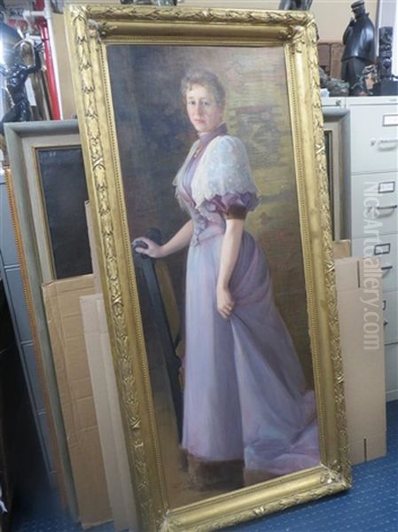 Portrait Of A Lady In Lavender Oil Painting by Carl Olaf Eric Lindin