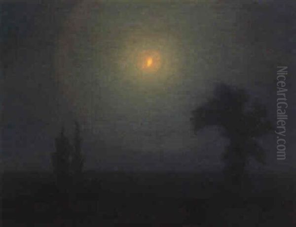 Summer Moon Oil Painting by Carl Olaf Eric Lindin